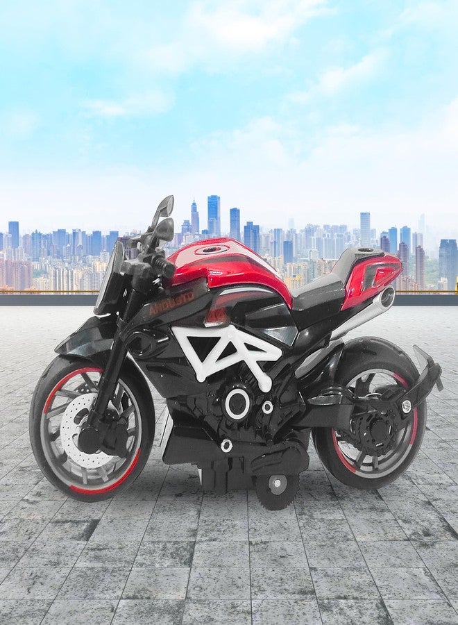 VGRASSP 1:14 Scale Model Pull Back Action Die Cast Superbike Toy Vehicle for Kids - Rubber Tyres, Detailed Exterior Sports Motorcycle Toy - L 12 X B 6 X H 8 CM (Color As Per Stock) (Super Bike) - Image 5